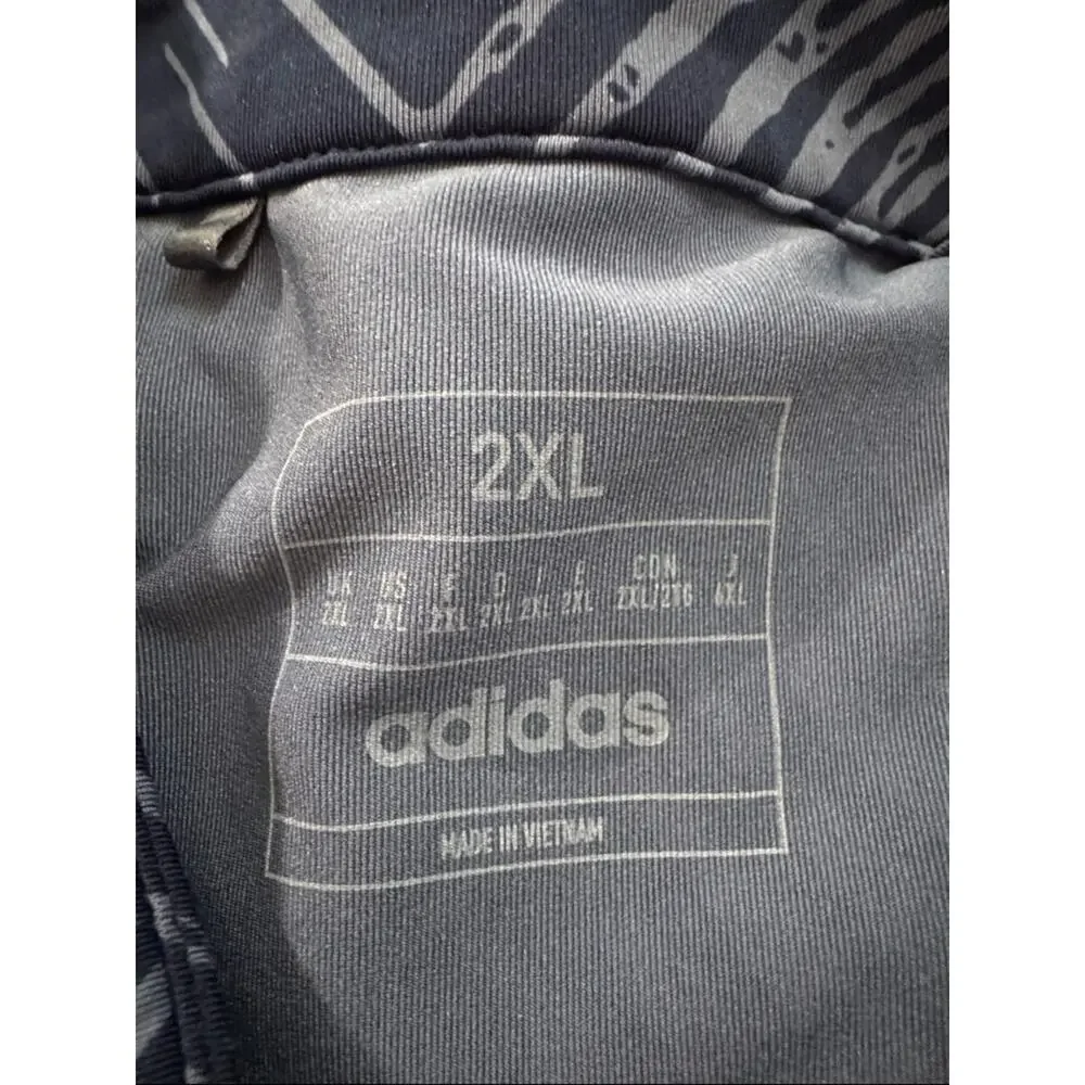 Adidas Navy ZigZag Print Performance Golf Polo Lightweight Stretch Size 2XL